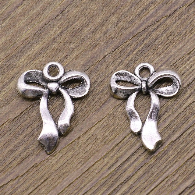 Wysiwyg 10pcs Bow Charms For Jewelry Making 17x22mm Antique Silver